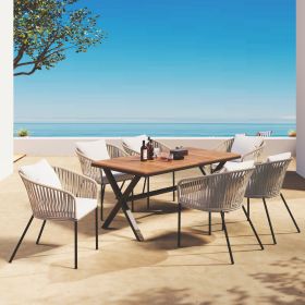 GO 7 Pieces Patio Dining Set, All-Weather Outdoor Furniture Set with Dining Table and Chairs, Acacia Wood Tabletop, Metal Frame, for for Garden GO 7 Pieces Patio Dining Set, All-Weather Outdoor Furniture Set with Dining Table and Chairs, Acacia Wood Tabletop, Metal Frame, for for Garden